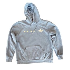 Adidas Men's Blue M Hoodie Sweatshirt cotton with white Trefoil Logo and Dots